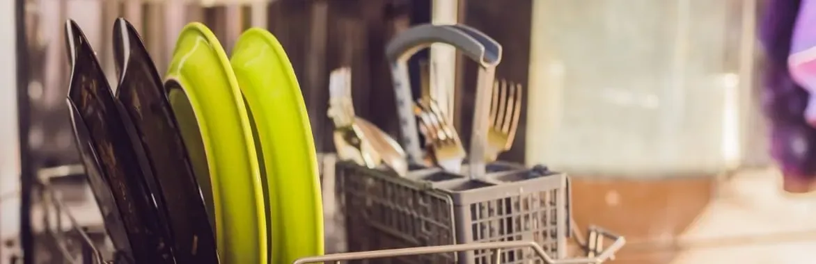 dishwasher contents closeup